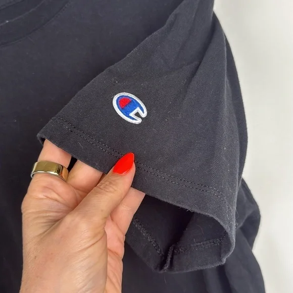 Champion Black Men Crew Neck Short‎ Sleeves T-Shirt Size Medium - Picture 4 of 7